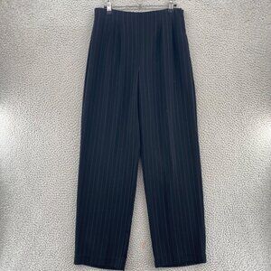 Chicos Pants Womens 1 US 8 Black Pinstripe Wide Leg Office Career Work Vintage